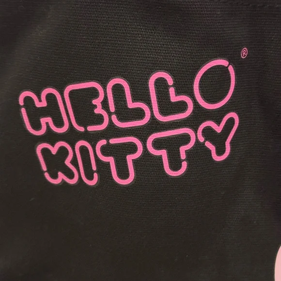 Black Canvas Tote Bag with Neon Hello Kitty Hamburger Design - Sanrio - Picture 2 of 6